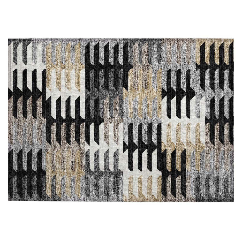 Machine Washable Indoor/Outdoor Chantille ACN2328 Black 1'8" x 2'6" Rug. Picture 1
