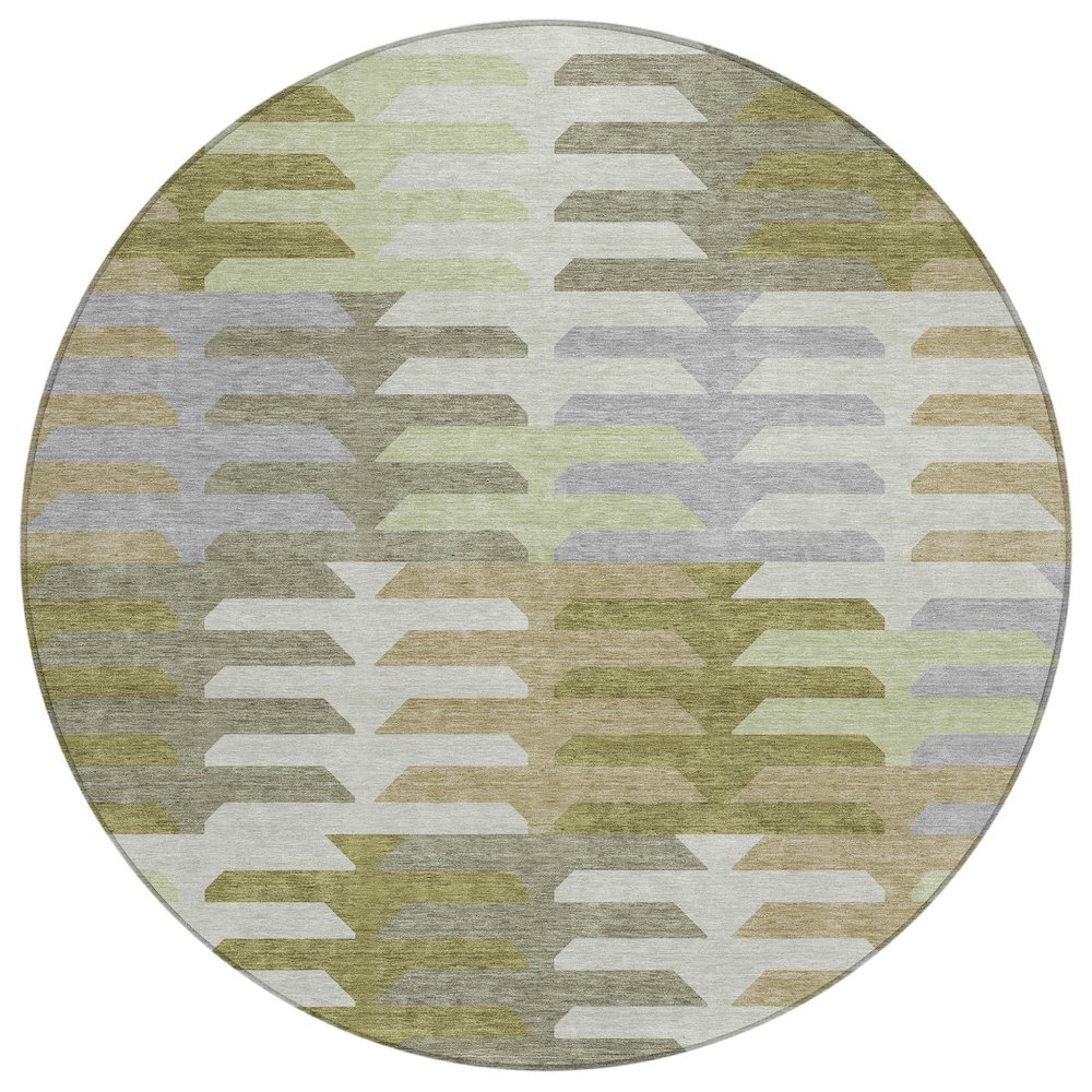 Machine Washable Indoor/Outdoor Chantille ACN2328 Green 8' x 8' Round Rug. Picture 1