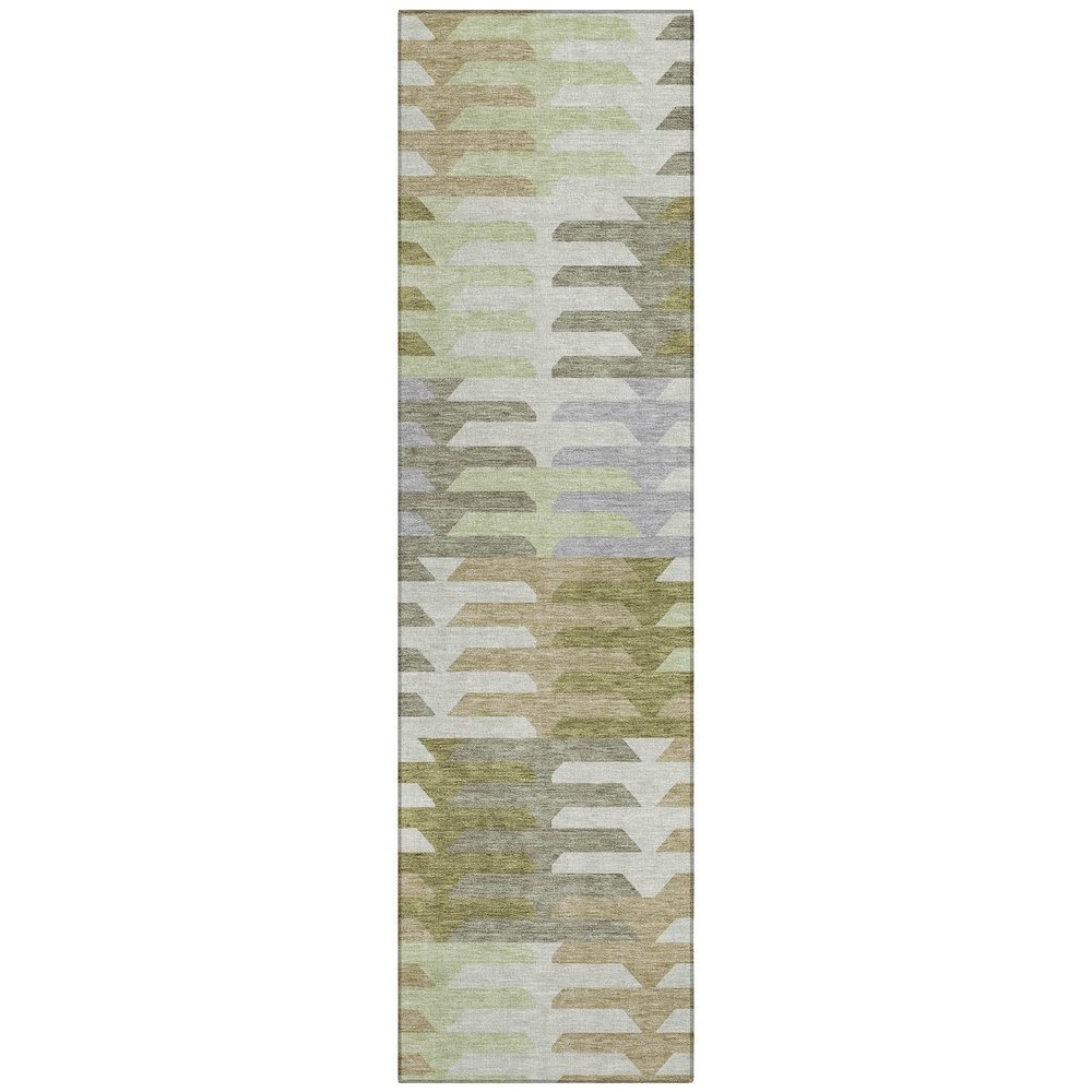 Machine Washable Indoor/Outdoor Chantille ACN2328 Green 2'3" x 7'6" Runner Rug. Picture 1