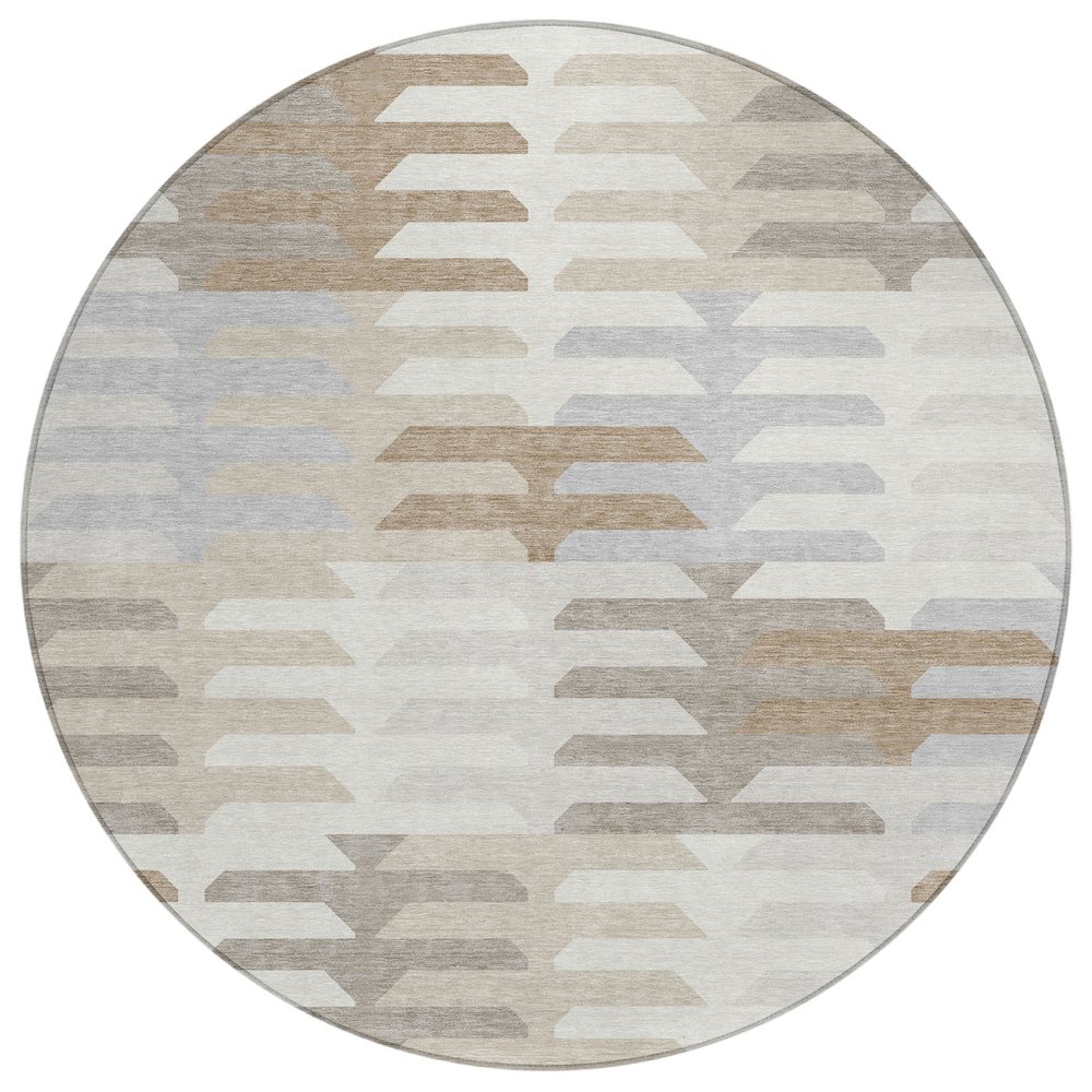 Machine Washable Indoor/Outdoor Chantille ACN2328 Ivory 8' x 8' Round Rug. Picture 1