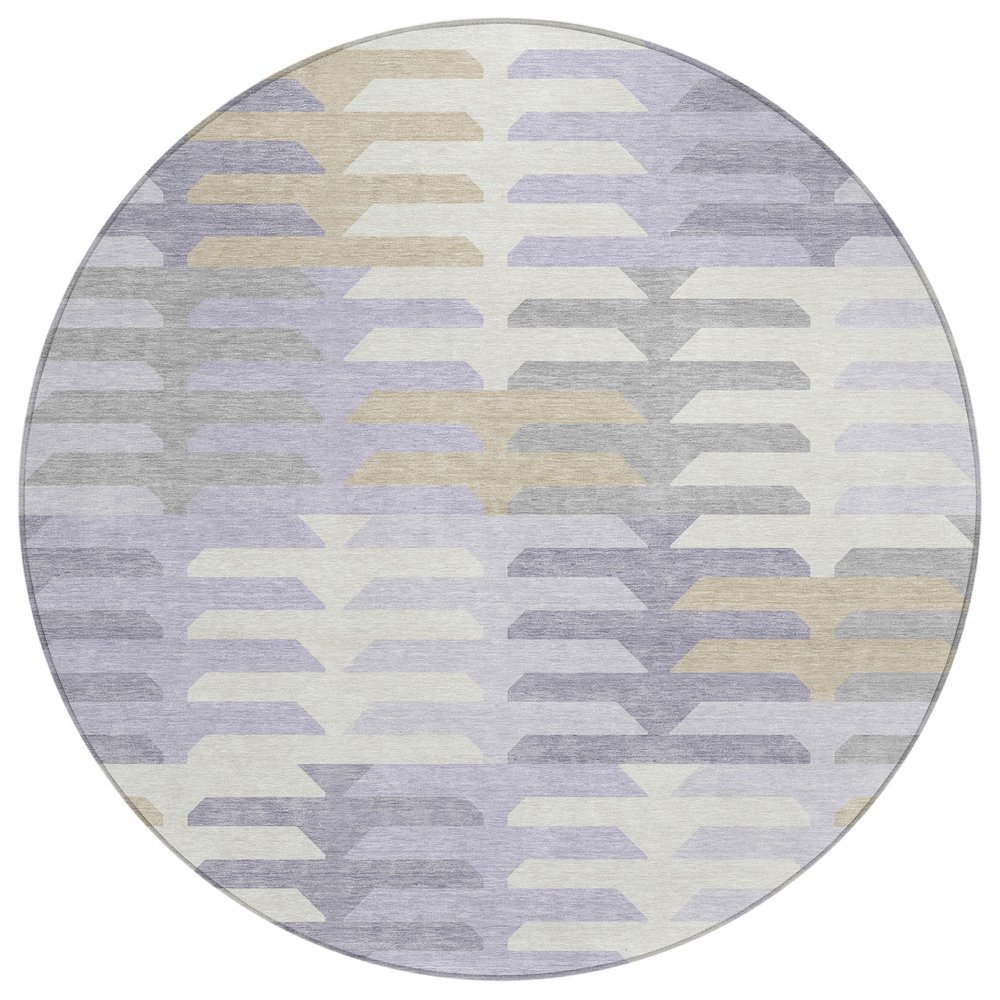 Machine Washable Indoor/Outdoor Chantille ACN2328 Purple 8' x 8' Round Rug. Picture 1
