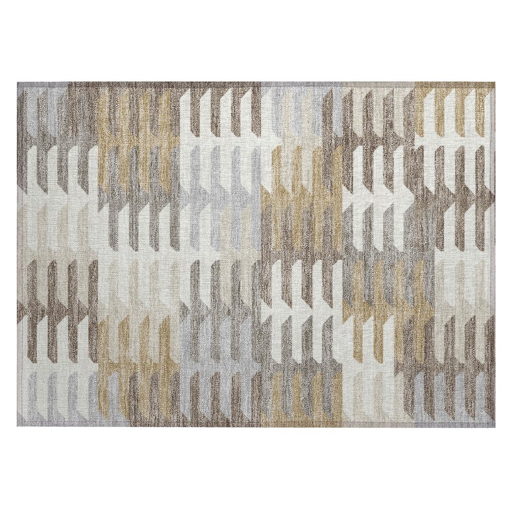 Machine Washable Indoor/Outdoor Chantille ACN2328 Brown 1'8" x 2'6" Rug. Picture 1