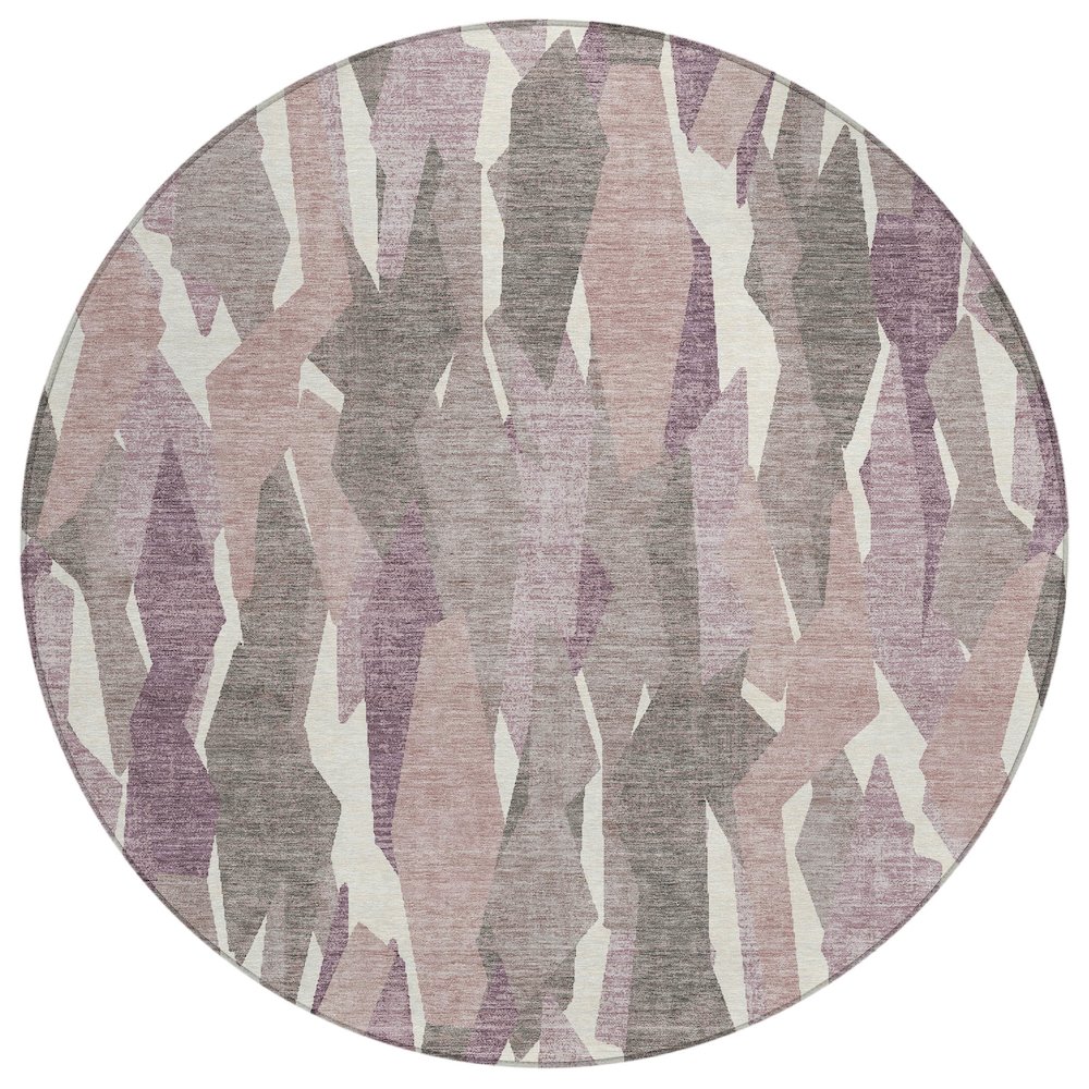 Machine Washable Indoor/Outdoor Chantille ACN2329 Pink 8' x 8' Round Rug. Picture 1