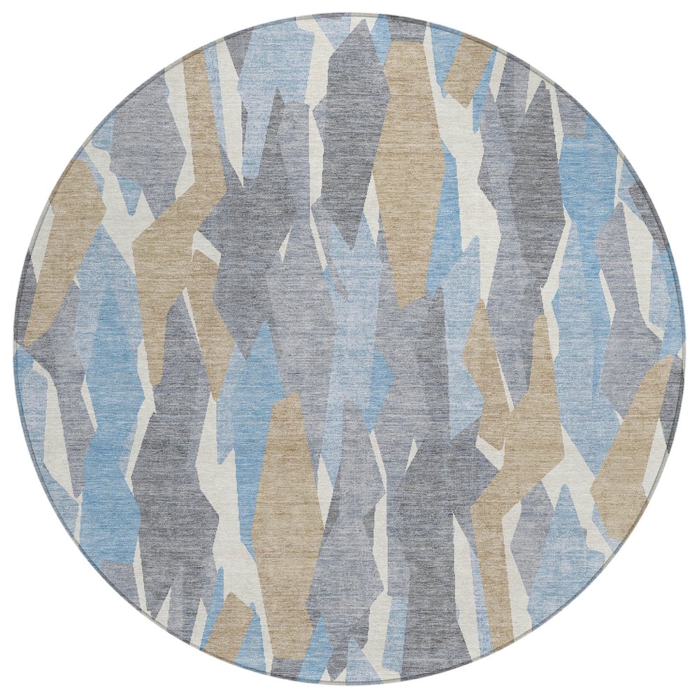 Machine Washable Indoor/Outdoor Chantille ACN2329 Blue 8' x 8' Round Rug. Picture 1
