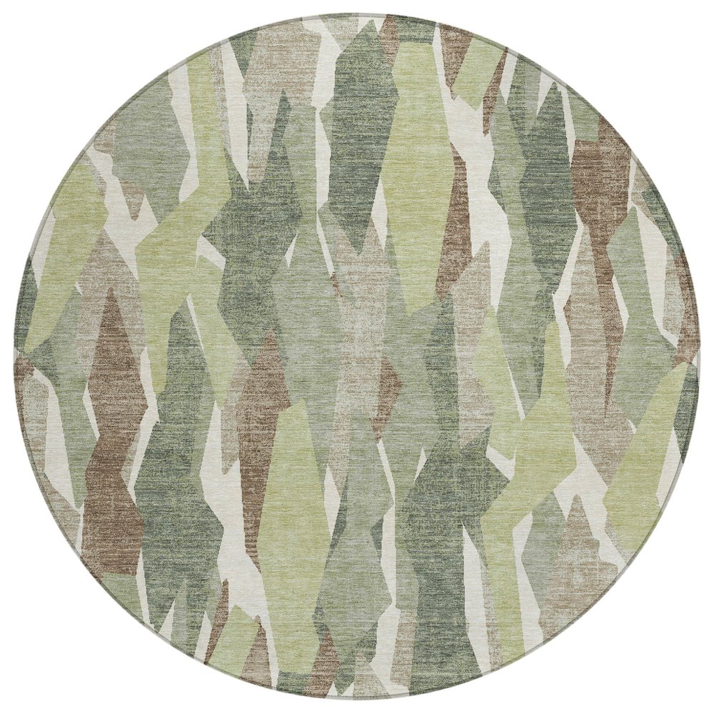 Machine Washable Indoor/Outdoor Chantille ACN2329 Green 8' x 8' Round Rug. Picture 1