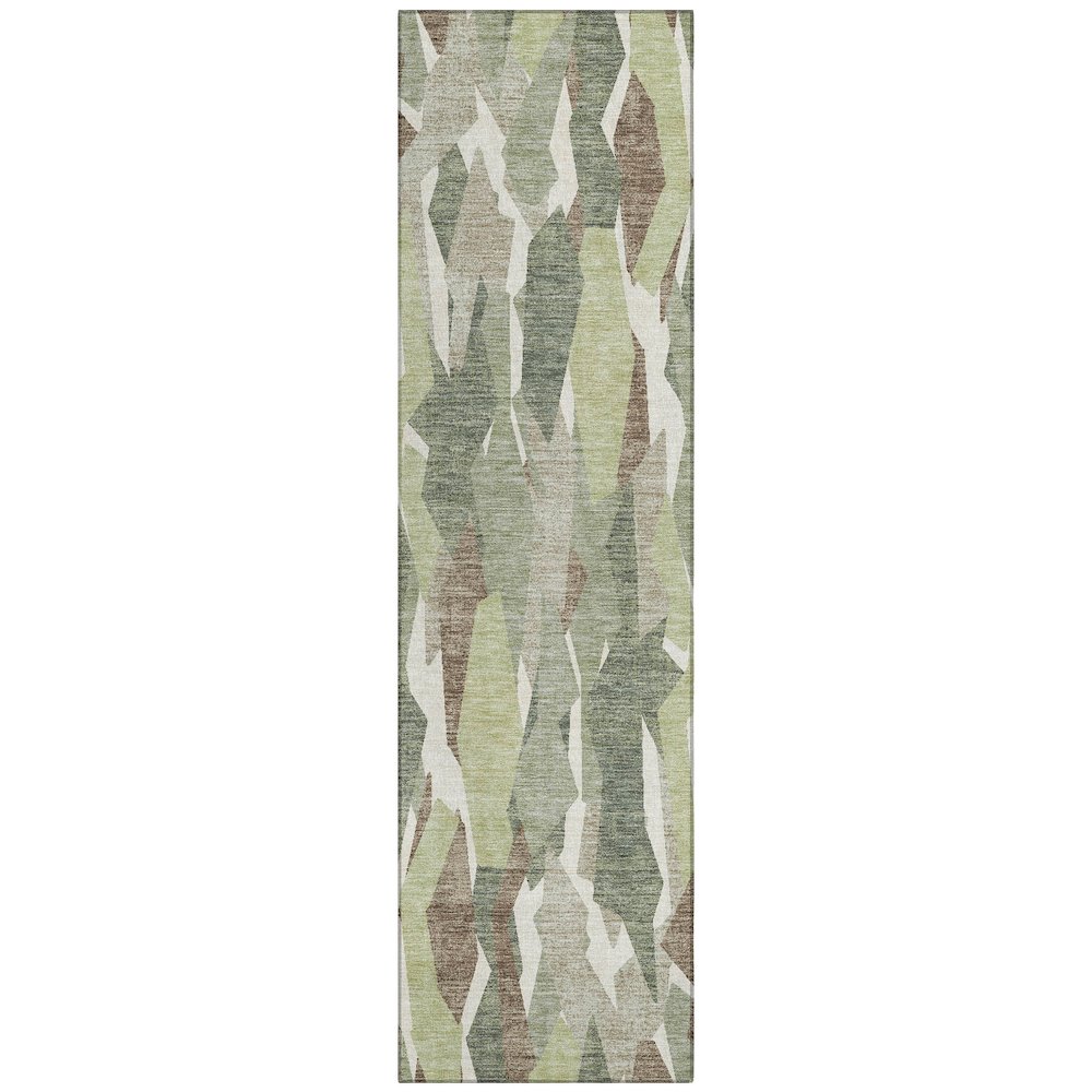 Machine Washable Indoor/Outdoor Chantille ACN2329 Green 2'3" x 7'6" Runner Rug. Picture 1