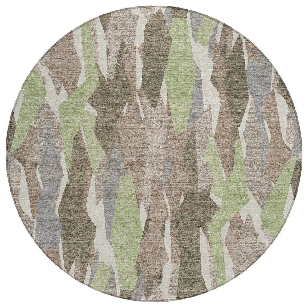 Machine Washable Indoor/Outdoor Chantille ACN2329 Brown 8' x 8' Round Rug. Picture 1