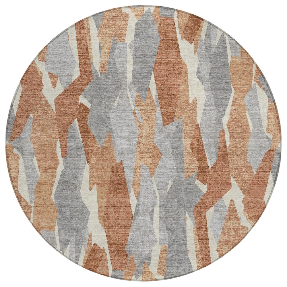 Machine Washable Indoor/Outdoor Chantille ACN2329 Orange 8' x 8' Round Rug. Picture 1