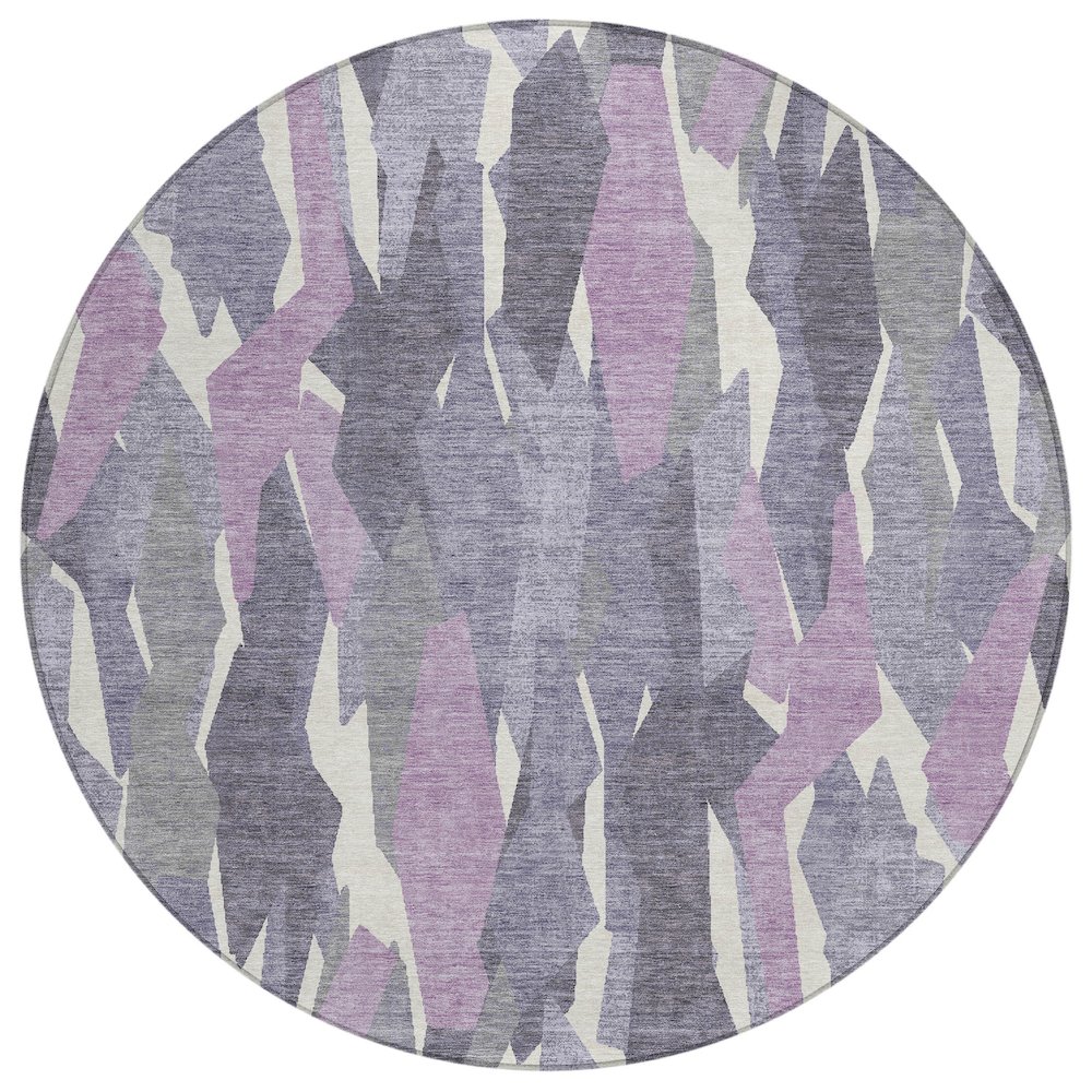 Machine Washable Indoor/Outdoor Chantille ACN2329 Purple 8' x 8' Round Rug. Picture 1