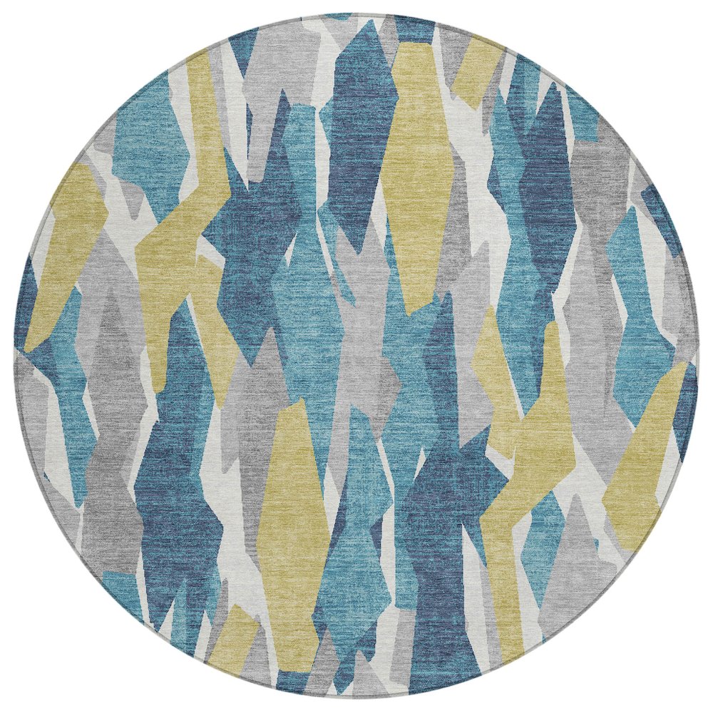 Machine Washable Indoor/Outdoor Chantille ACN2329 Teal 8' x 8' Round Rug. Picture 1