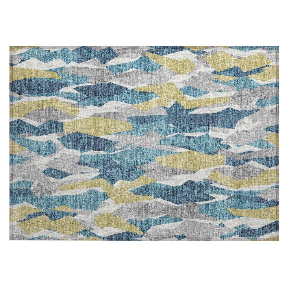 Machine Washable Indoor/Outdoor Chantille ACN2329 Teal 1'8" x 2'6" Rug. Picture 1