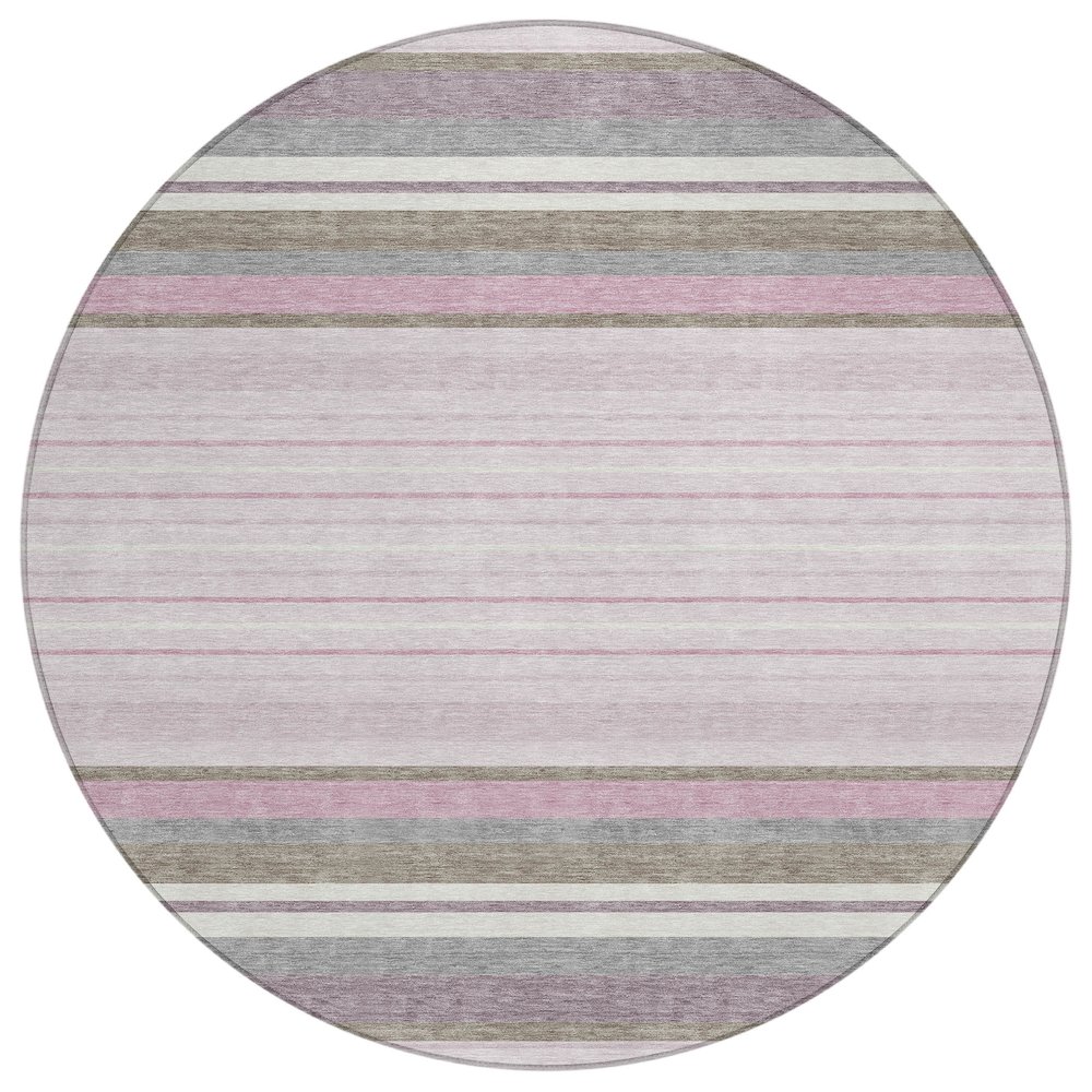 Machine Washable Indoor/Outdoor Chantille ACN2330 Pink 8' x 8' Round Rug. Picture 1