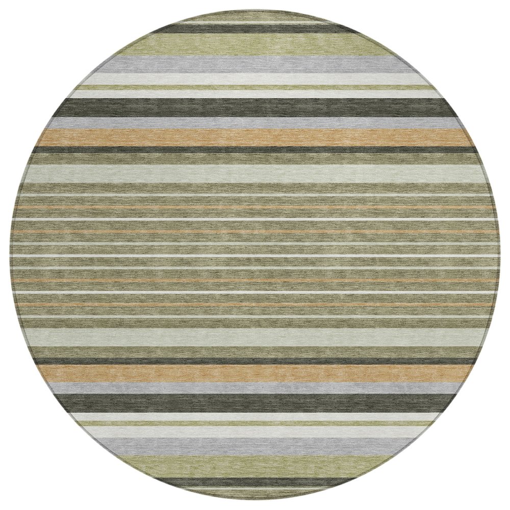 Machine Washable Indoor/Outdoor Chantille ACN2330 Green 8' x 8' Round Rug. Picture 1