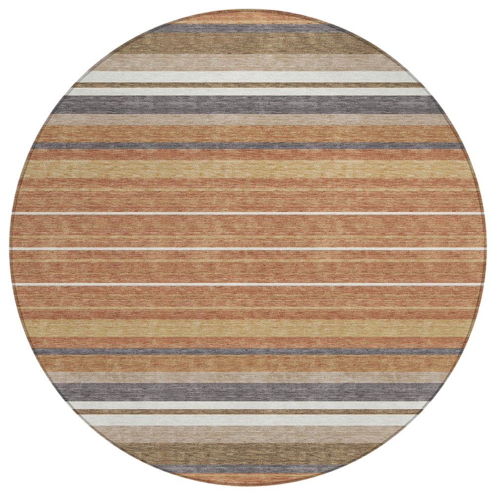 Machine Washable Indoor/Outdoor Chantille ACN2330 Orange 8' x 8' Round Rug. Picture 1
