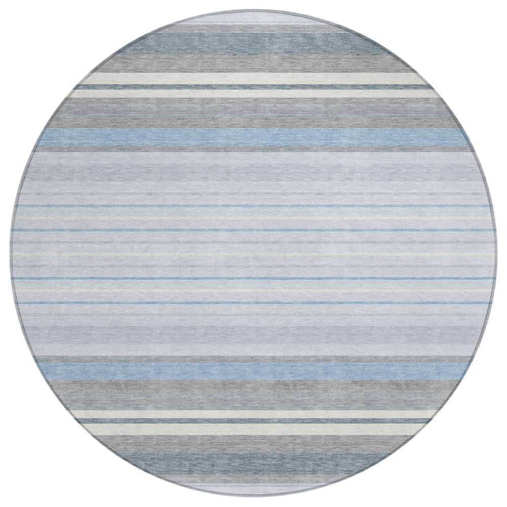 Machine Washable Indoor/Outdoor Chantille ACN2330 Blue 8' x 8' Round Rug. Picture 1