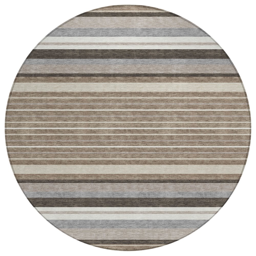 Machine Washable Indoor/Outdoor Chantille ACN2330 Brown 8' x 8' Round Rug. Picture 1