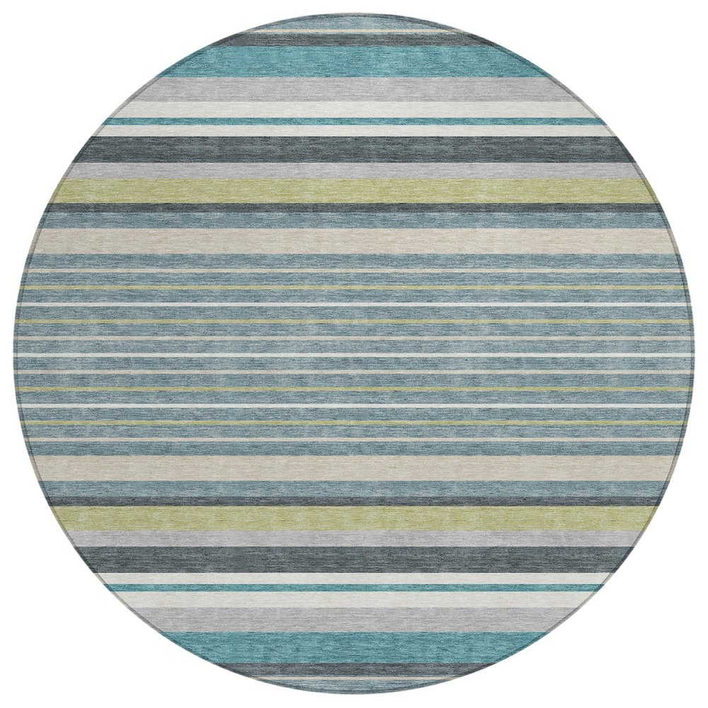 Machine Washable Indoor/Outdoor Chantille ACN2330 Teal 8' x 8' Round Rug. Picture 1