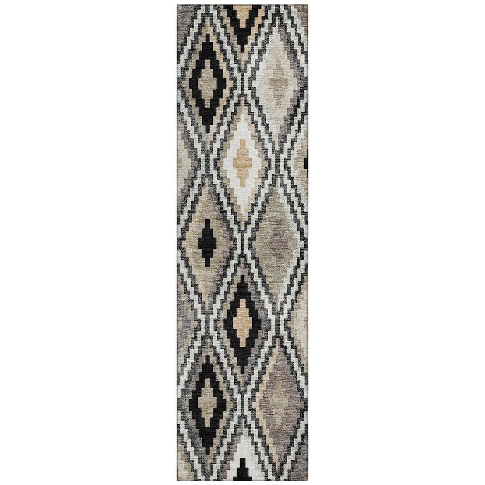 Machine Washable Indoor/Outdoor Chantille ACN2331 Black 2'3" x 7'6" Runner Rug. Picture 1