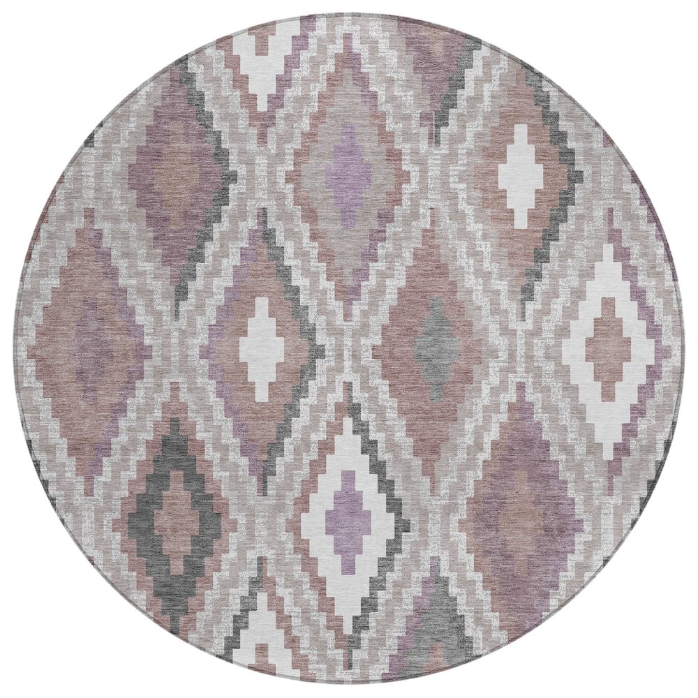 Machine Washable Indoor/Outdoor Chantille ACN2331 Pink 8' x 8' Round Rug. Picture 1
