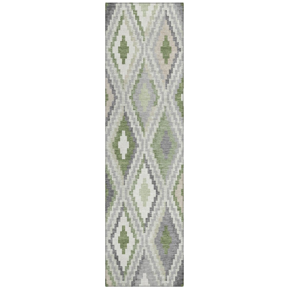 Machine Washable Indoor/Outdoor Chantille ACN2331 Green 2'3" x 7'6" Runner Rug. Picture 1