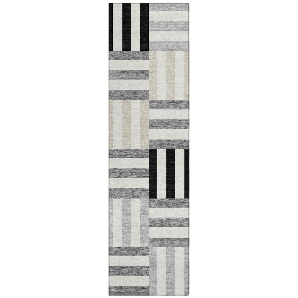 Machine Washable Indoor/Outdoor Chantille ACN2332 Black 2'3" x 7'6" Runner Rug. Picture 1