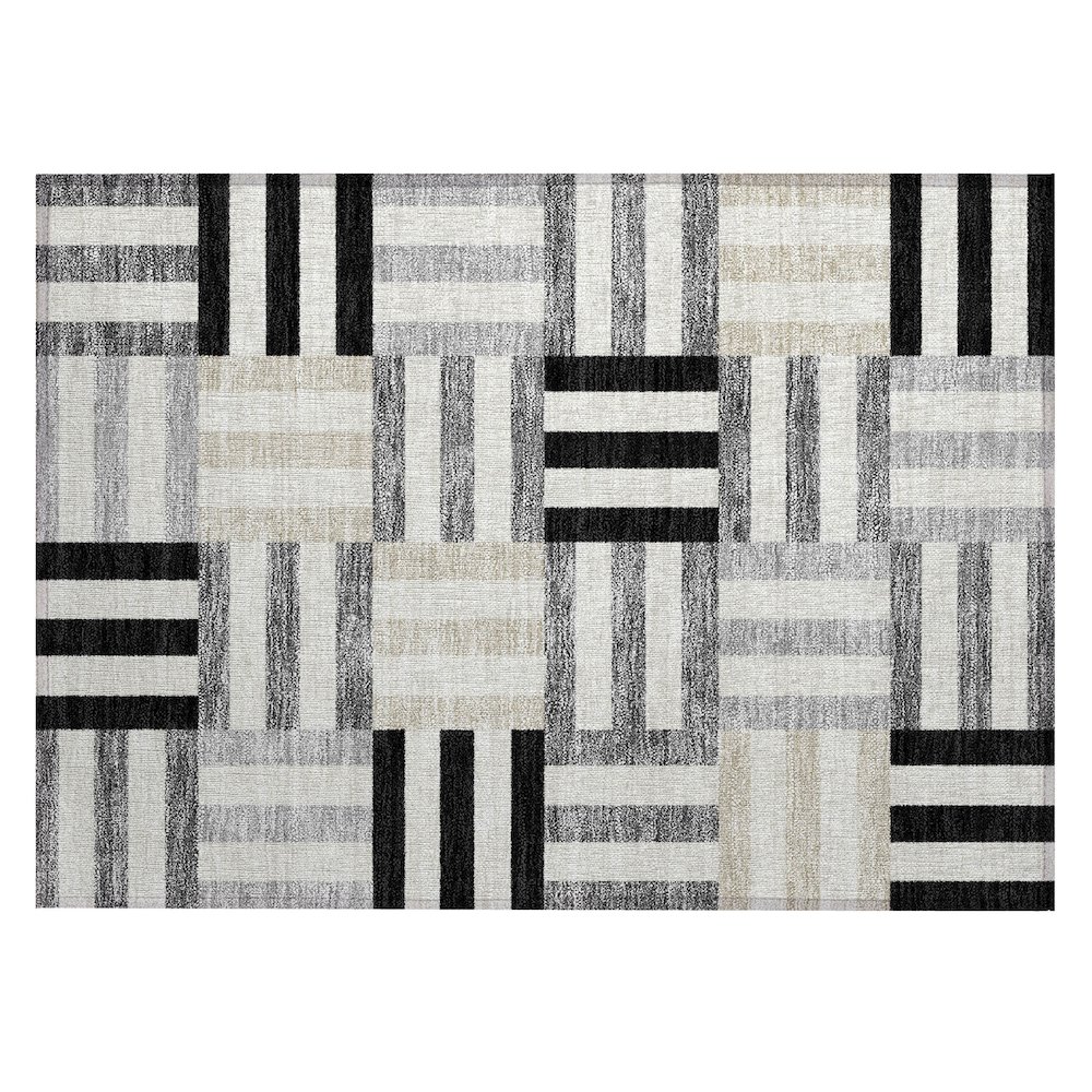 Machine Washable Indoor/Outdoor Chantille ACN2332 Black 1'8" x 2'6" Rug. Picture 1