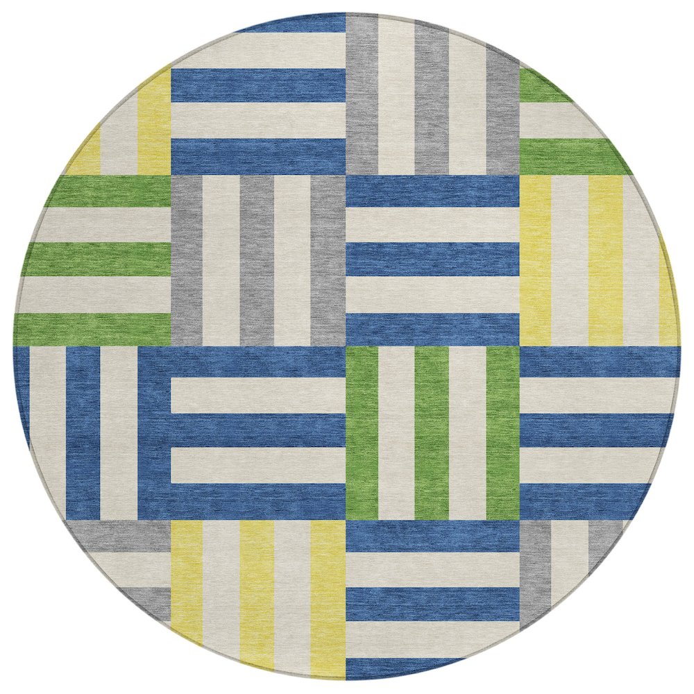Machine Washable Indoor/Outdoor Chantille ACN2332 Blue 8' x 8' Round Rug. Picture 1