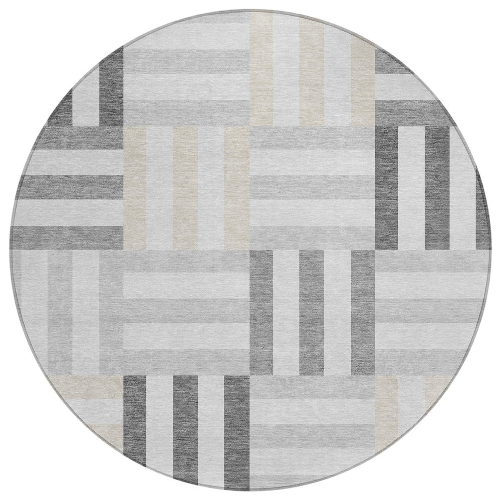 Machine Washable Indoor/Outdoor Chantille ACN2332 Gray 8' x 8' Round Rug. Picture 1