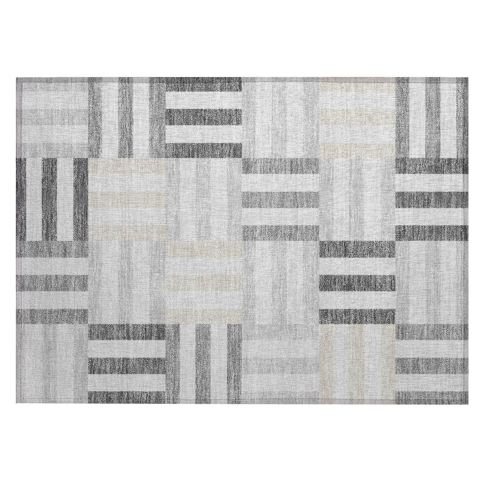 Machine Washable Indoor/Outdoor Chantille ACN2332 Gray 1'8" x 2'6" Rug. Picture 1