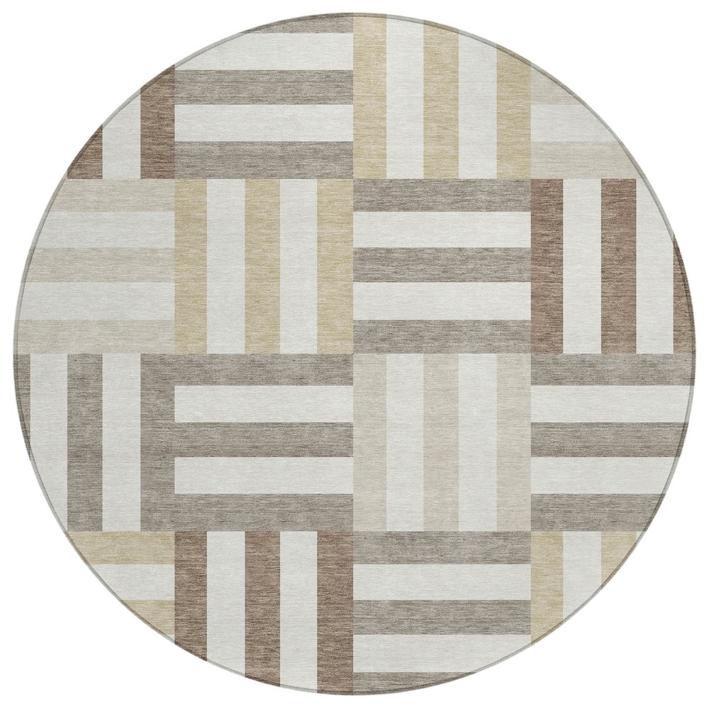 Machine Washable Indoor/Outdoor Chantille ACN2332 Ivory 8' x 8' Round Rug. Picture 1