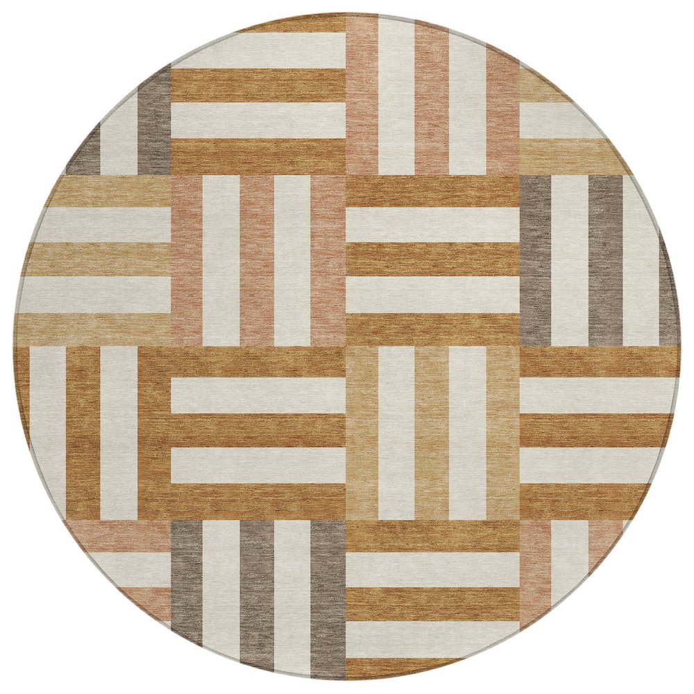 Machine Washable Indoor/Outdoor Chantille ACN2332 Orange 8' x 8' Round Rug. Picture 1