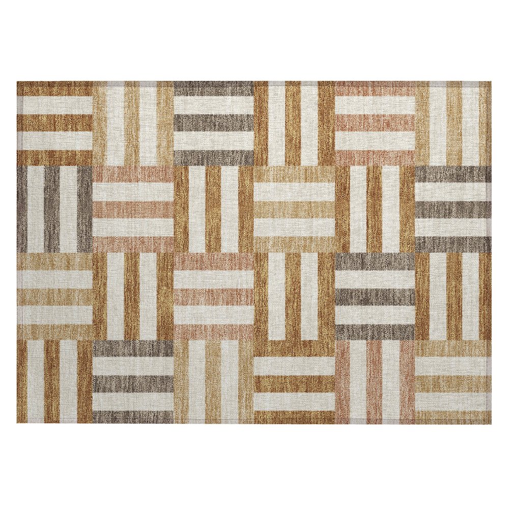 Machine Washable Indoor/Outdoor Chantille ACN2332 Orange 1'8" x 2'6" Rug. Picture 1