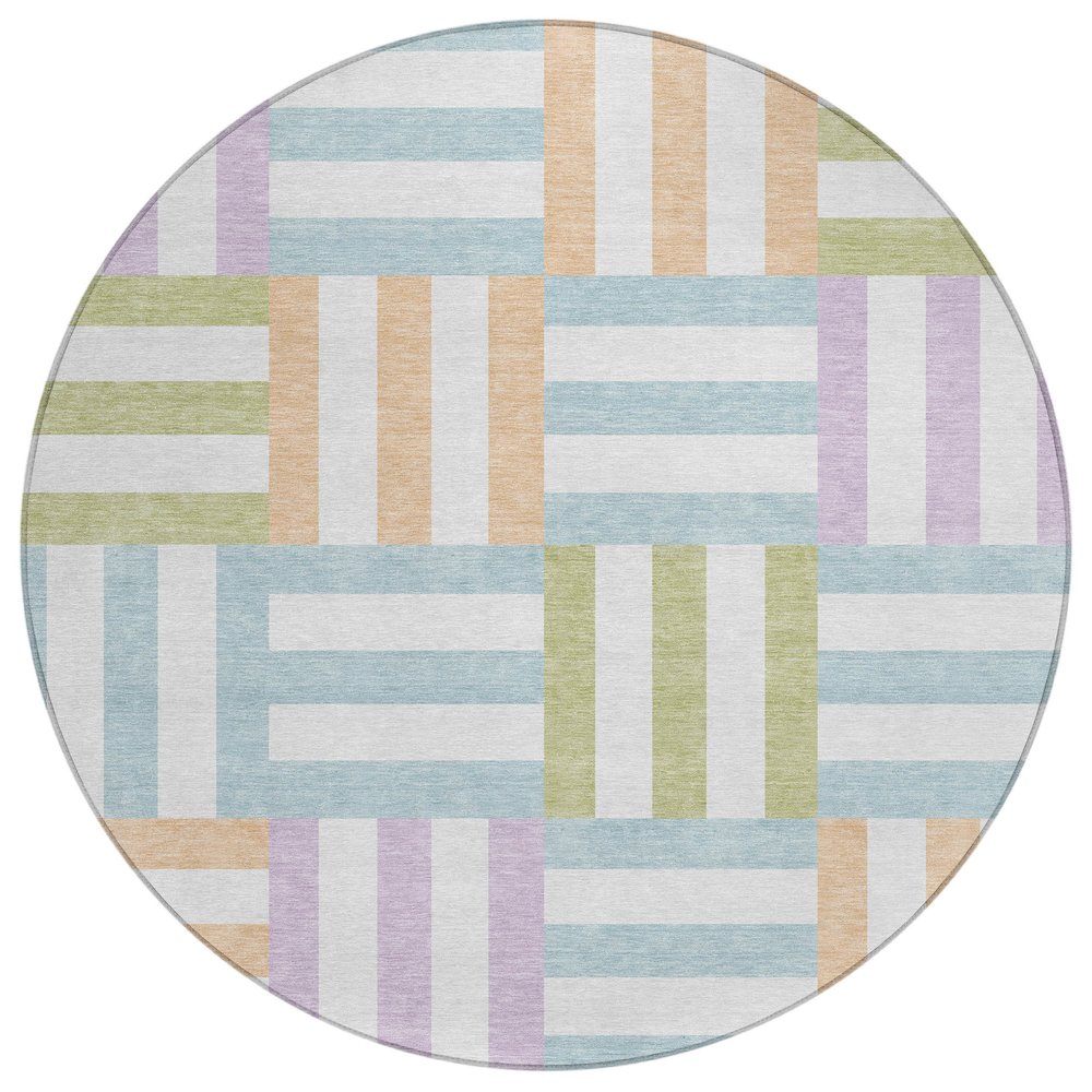 Machine Washable Indoor/Outdoor Chantille ACN2332 Ivory 8' x 8' Round Rug. Picture 1