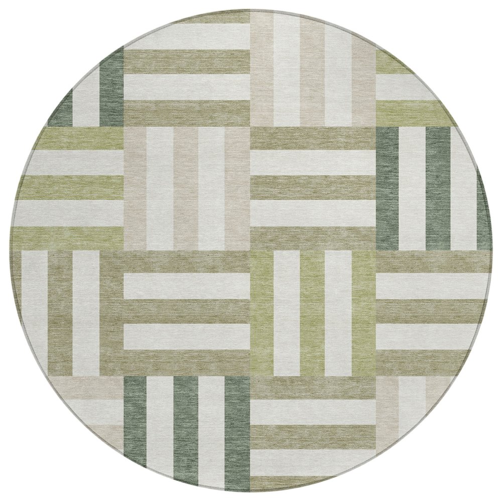 Machine Washable Indoor/Outdoor Chantille ACN2332 Green 8' x 8' Round Rug. Picture 1