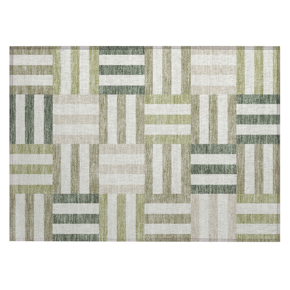 Machine Washable Indoor/Outdoor Chantille ACN2332 Green 1'8" x 2'6" Rug. Picture 1