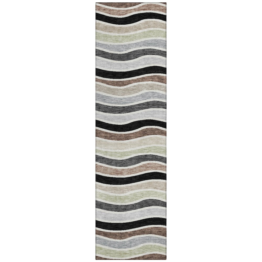 Machine Washable Indoor/Outdoor Chantille ACN2333 Black 2'3" x 7'6" Runner Rug. Picture 1