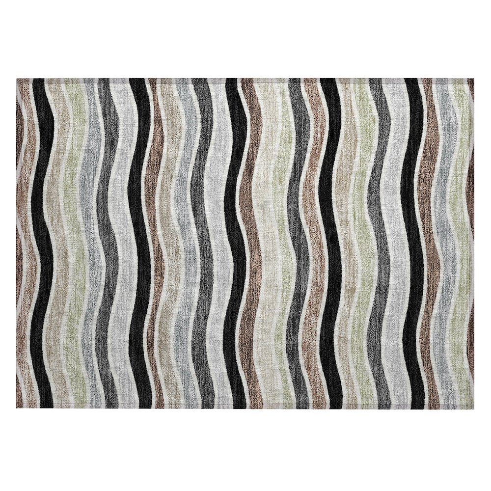 Machine Washable Indoor/Outdoor Chantille ACN2333 Black 1'8" x 2'6" Rug. Picture 1