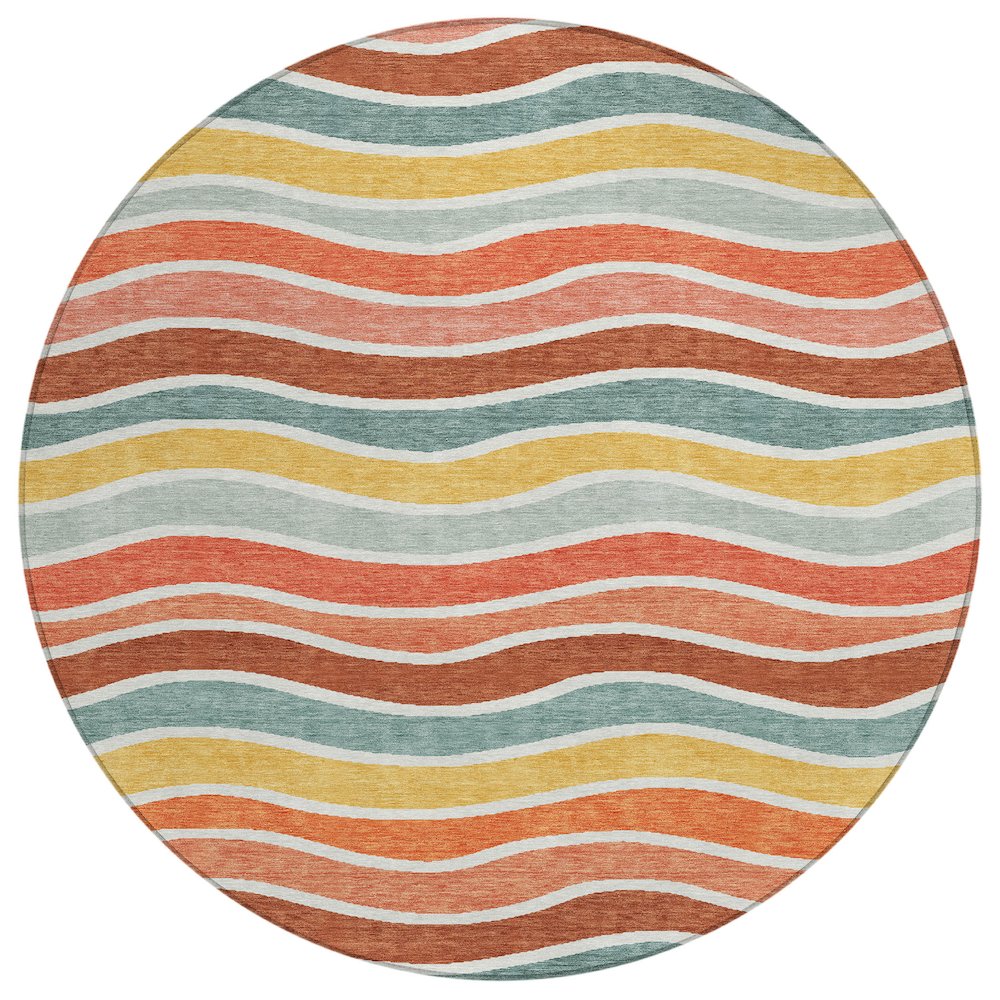 Machine Washable Indoor/Outdoor Chantille ACN2333 Orange 8' x 8' Round Rug. Picture 1