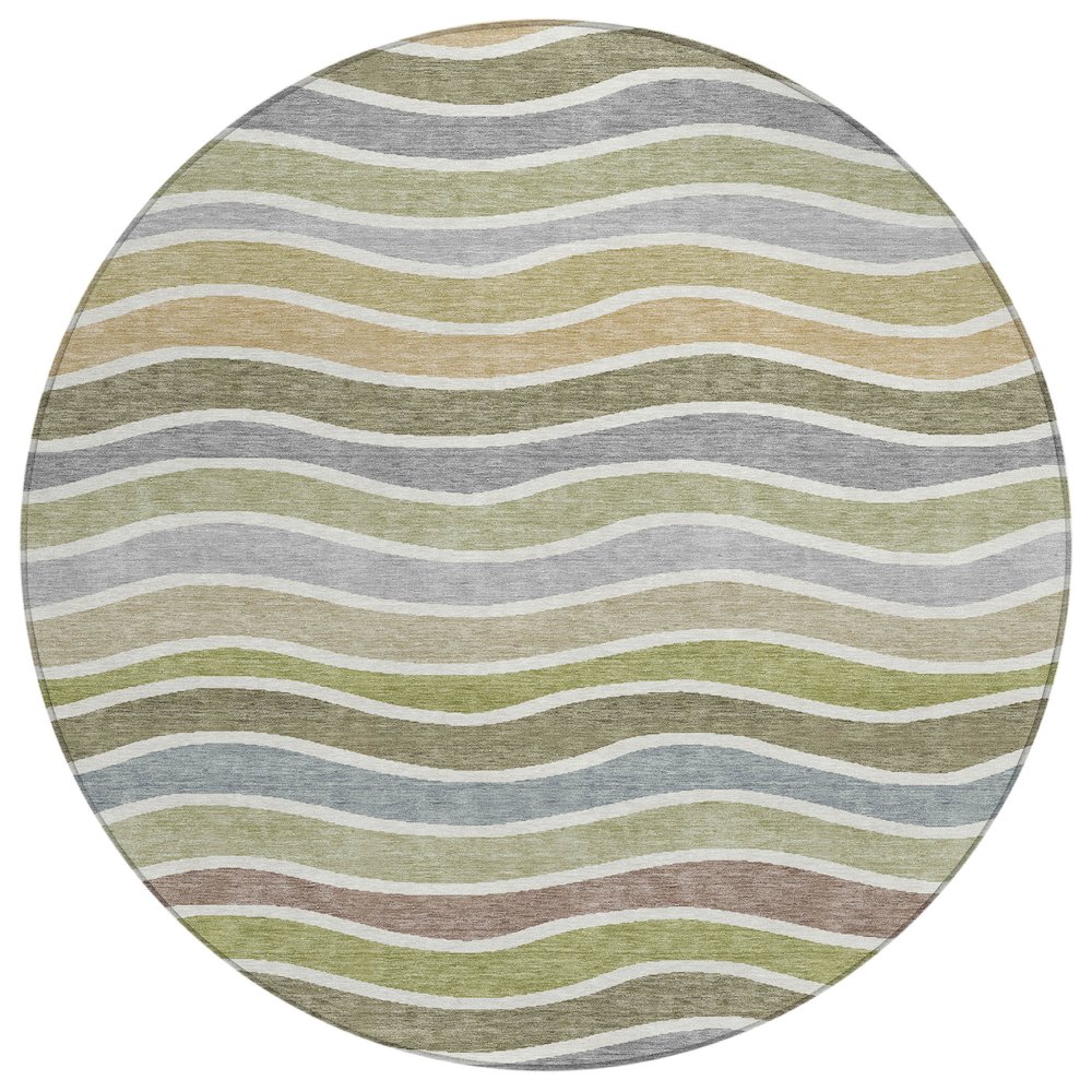 Machine Washable Indoor/Outdoor Chantille ACN2333 Green 8' x 8' Round Rug. Picture 1