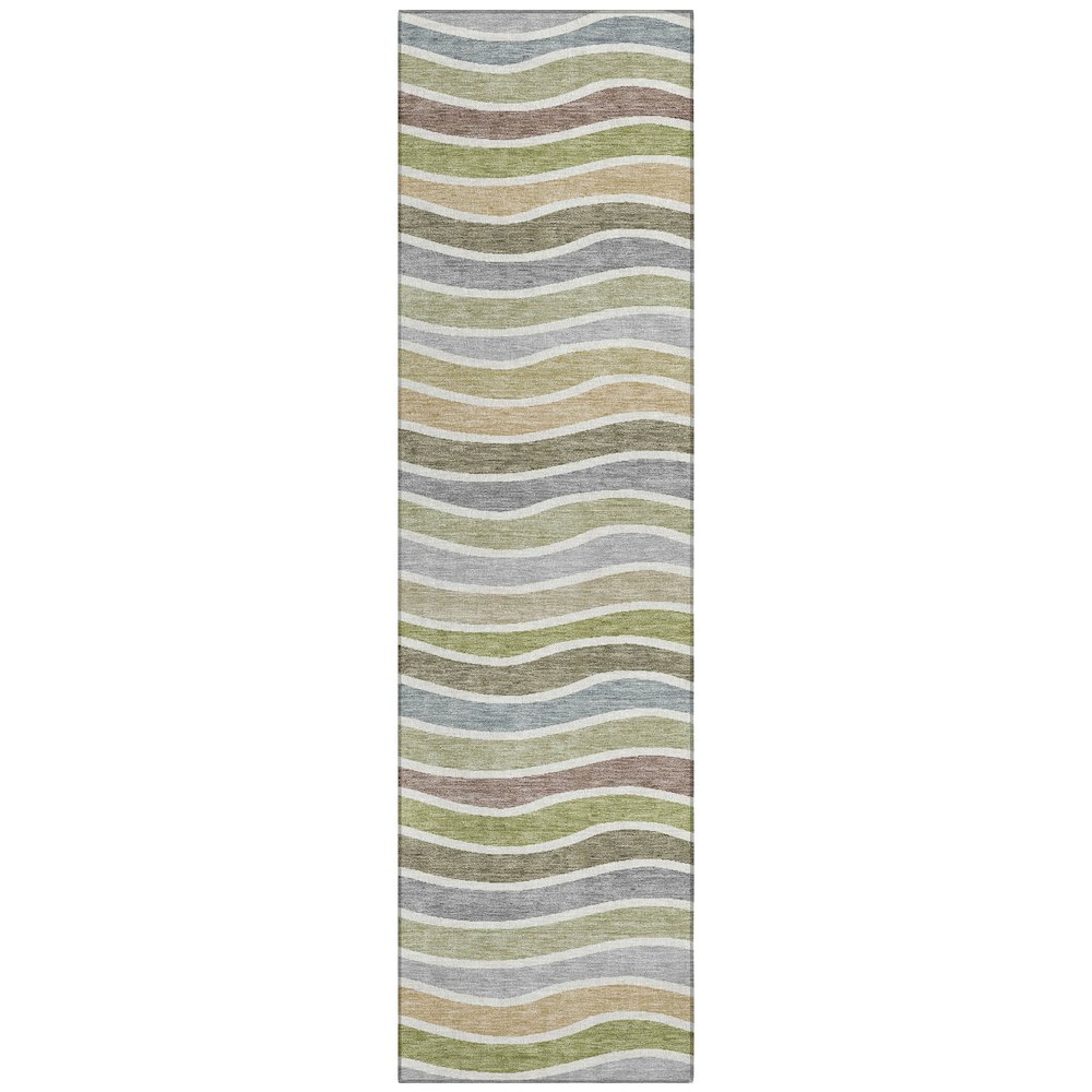Machine Washable Indoor/Outdoor Chantille ACN2333 Green 2'3" x 7'6" Runner Rug. Picture 1