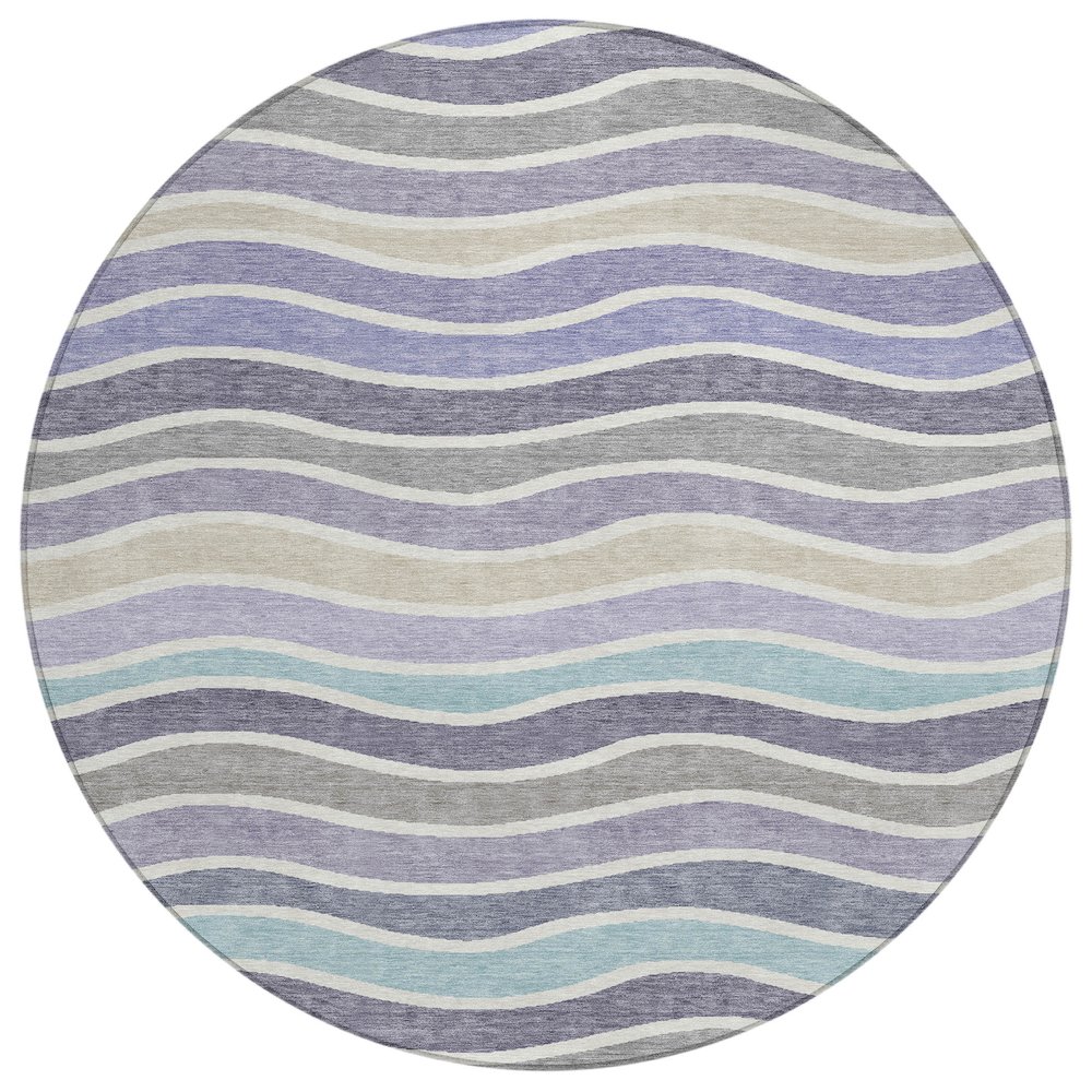 Machine Washable Indoor/Outdoor Chantille ACN2333 Purple 8' x 8' Round Rug. Picture 1