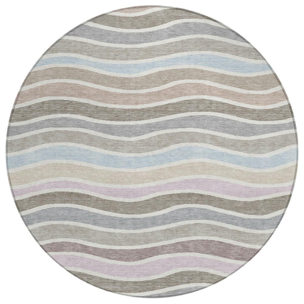Machine Washable Indoor/Outdoor Chantille ACN2333 Brown 8' x 8' Round Rug. Picture 1
