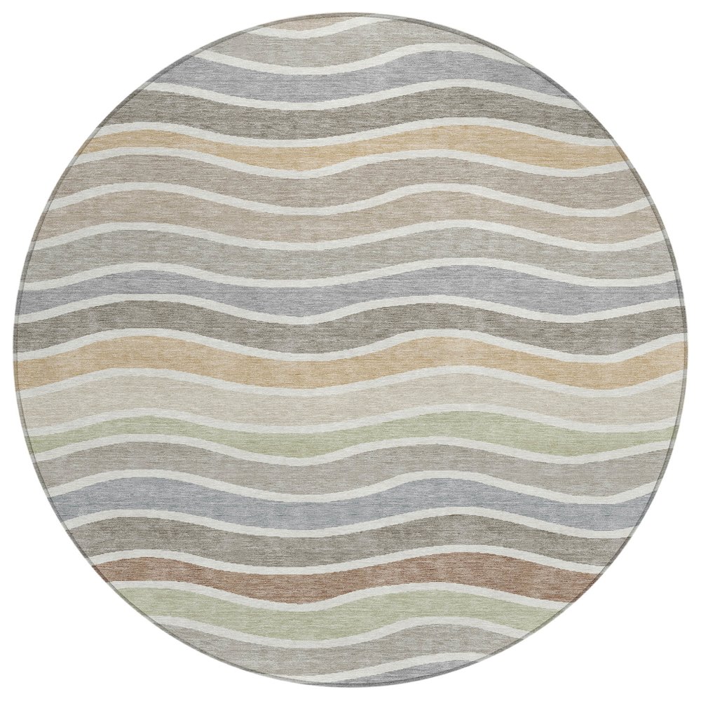 Machine Washable Indoor/Outdoor Chantille ACN2333 Brown 8' x 8' Round Rug. Picture 1