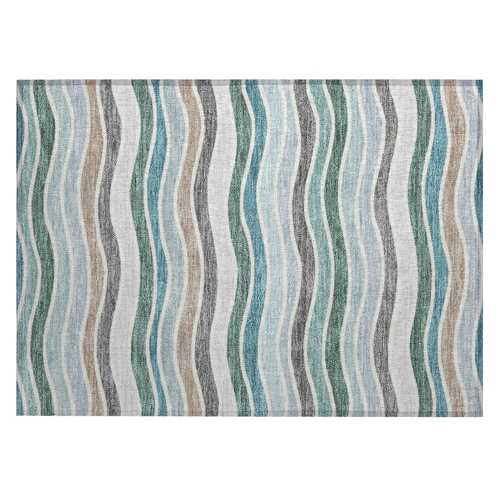 Machine Washable Indoor/Outdoor Chantille ACN2333 Teal 1'8" x 2'6" Rug. Picture 1