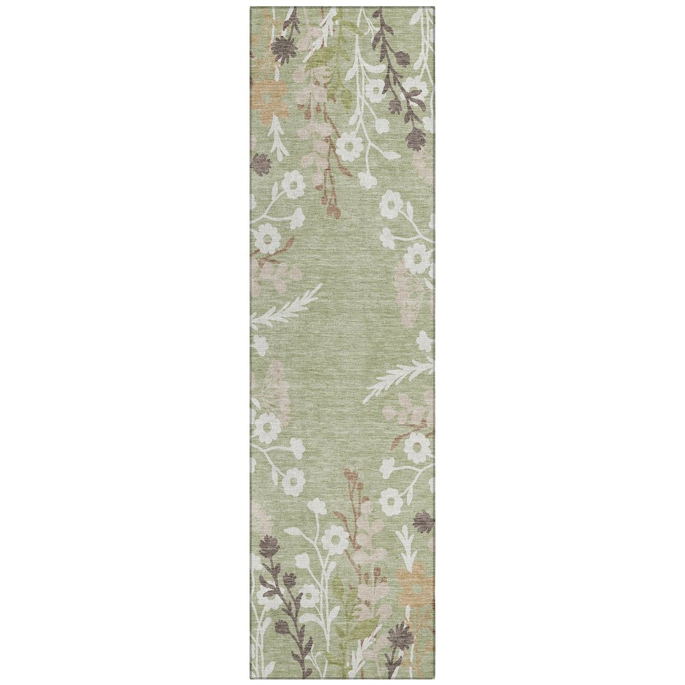 Machine Washable Indoor/Outdoor Chantille ACN2334 Green 2'3" x 7'6" Runner Rug. Picture 1