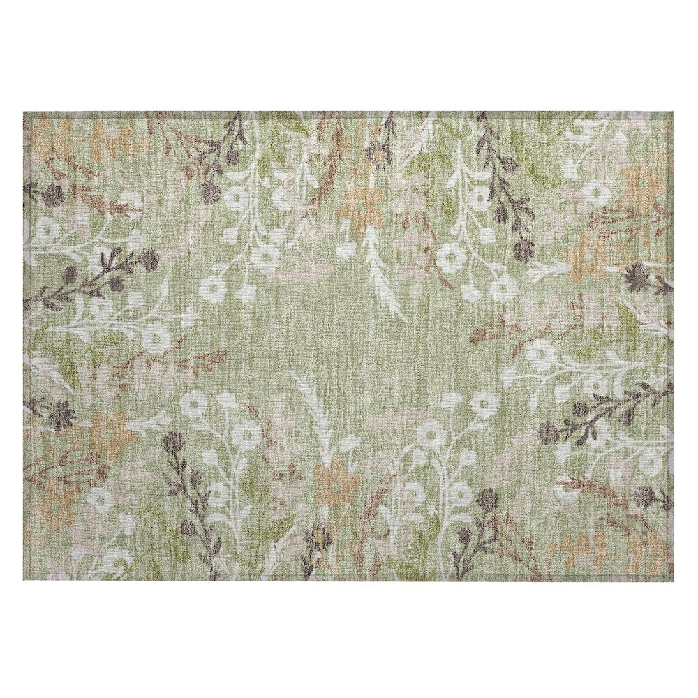 Machine Washable Indoor/Outdoor Chantille ACN2334 Green 1'8" x 2'6" Rug. Picture 1