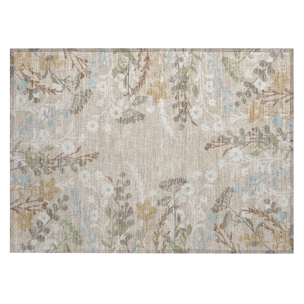 Machine Washable Indoor/Outdoor Chantille ACN2334 Brown 1'8" x 2'6" Rug. Picture 1