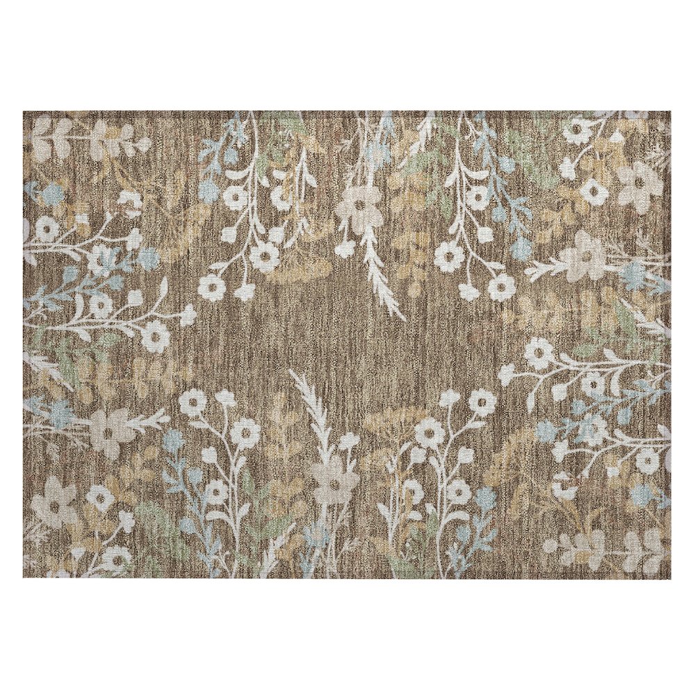 Machine Washable Indoor/Outdoor Chantille ACN2334 Brown 1'8" x 2'6" Rug. Picture 1