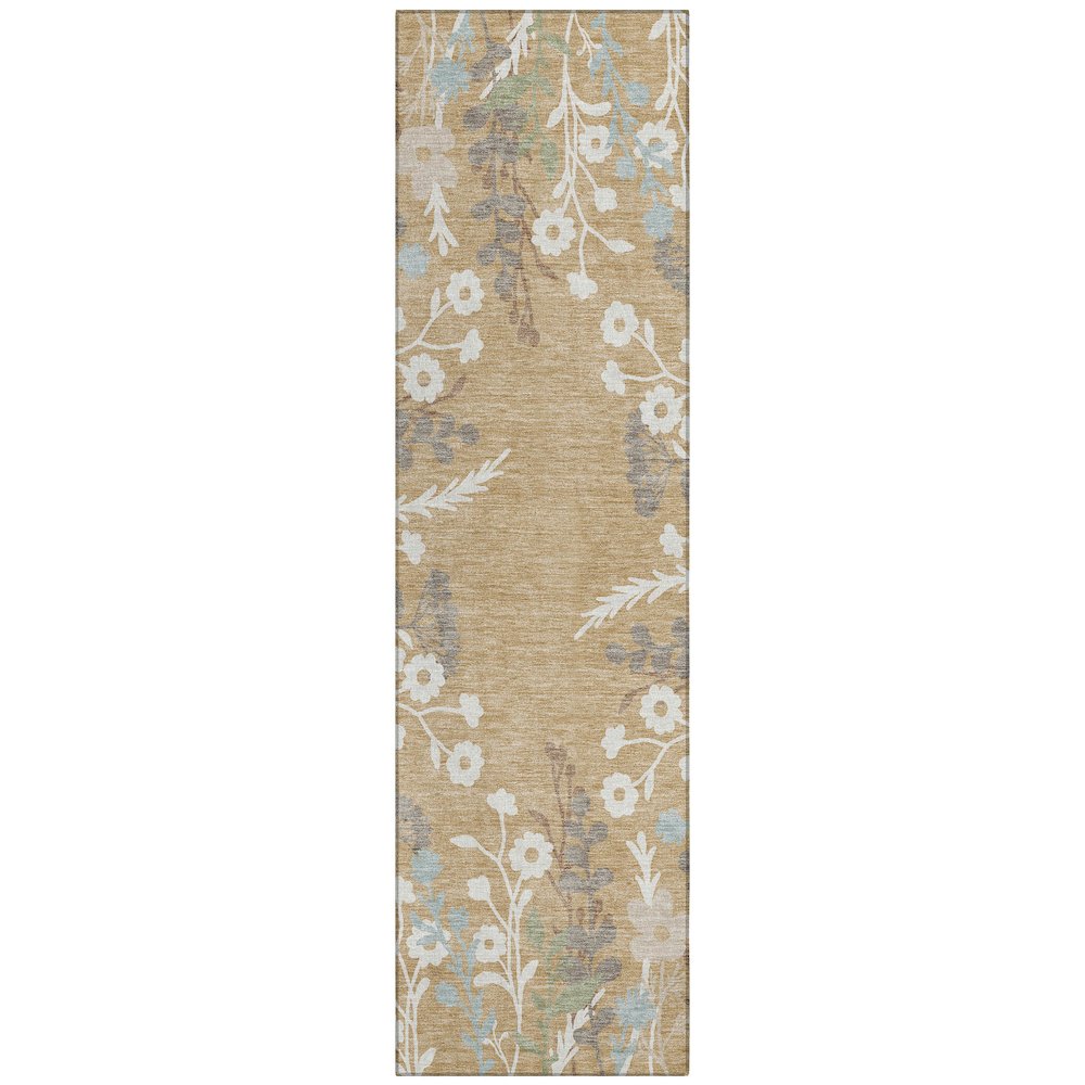 Machine Washable Indoor/Outdoor Chantille ACN2334 Gold 2'3" x 7'6" Runner Rug. Picture 1