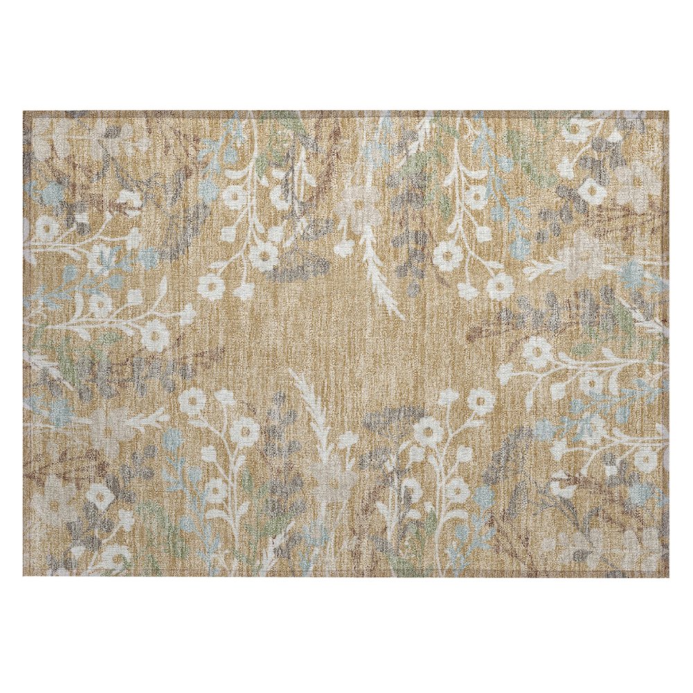 Machine Washable Indoor/Outdoor Chantille ACN2334 Gold 1'8" x 2'6" Rug. Picture 1